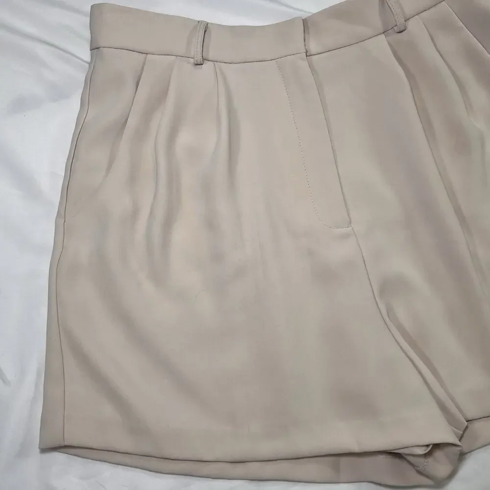 Amanda Uprichard Revolve Jane Shorts Size L Light Blush Beige Lined Tailored